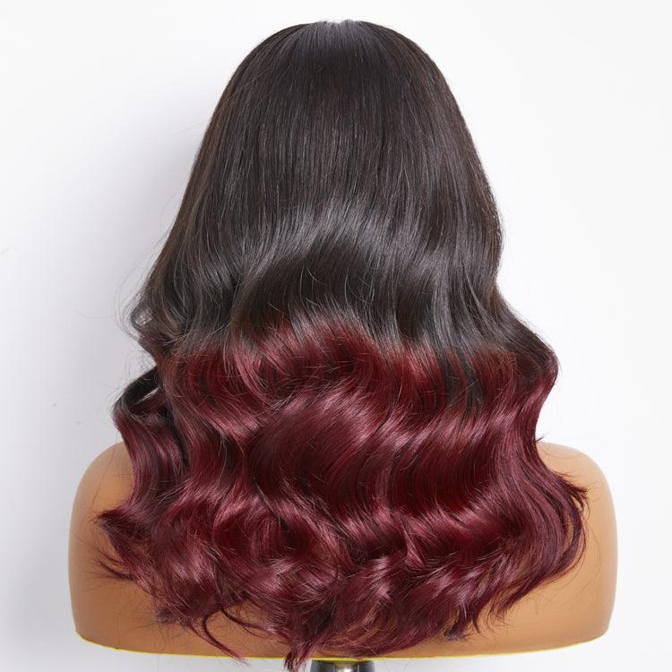 Loose Wave Wig – Dark Red Highlights & 5x5 HD Lace
