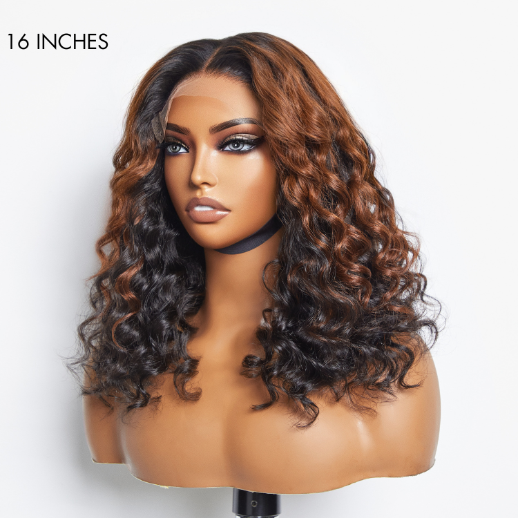 Water Wave Wig – Peekaboo Ombre Brown & 5x5 Lace
