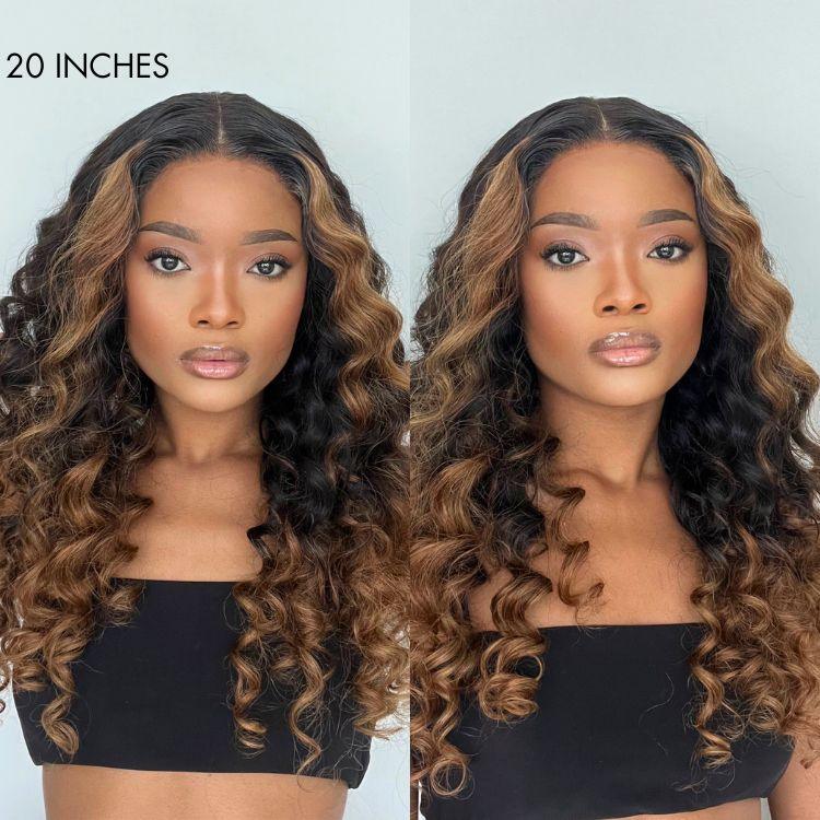 Water Wave Wig – Brown Ombre Highlights & 5x5 HD Lace