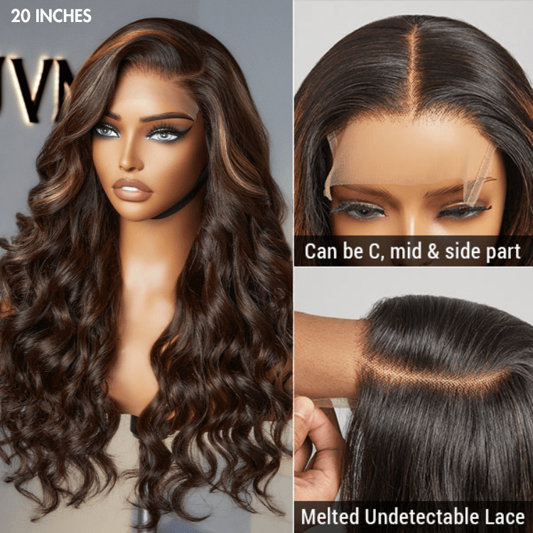 Loose Wave Wig – Blonde Brown Highlights & 5x5 Lace
