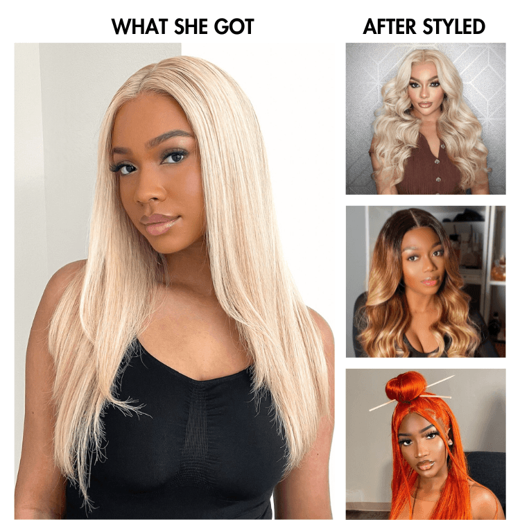 PreMax Wigs - 180% Density Easily Redyed 613 Silky Straight 5x5 Closure HD Lace Glueless Mid Part Long Wig Pre-cut & Plucked & Bleached