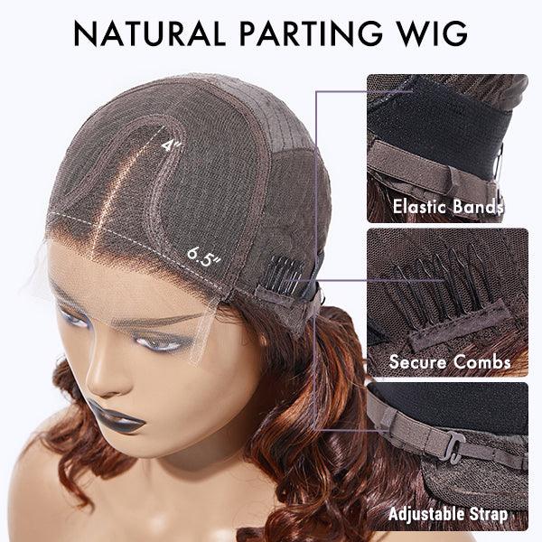 Luvme Hair 180% Density Elegant Brown Ombre Loose Wave Minimalist HD Lace Glueless Short Wig 100% Human Hair Pre-Cut Lace