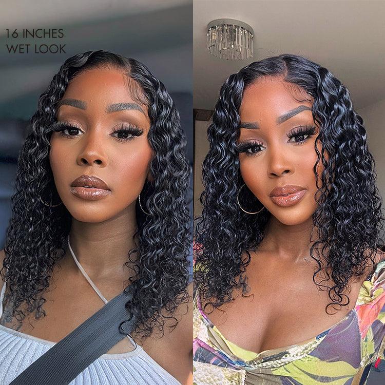 Wet and Wavy 5x5 Closure Pre-Cut Lace Water Wave Wig Glueless Side Part Human Hair Wig