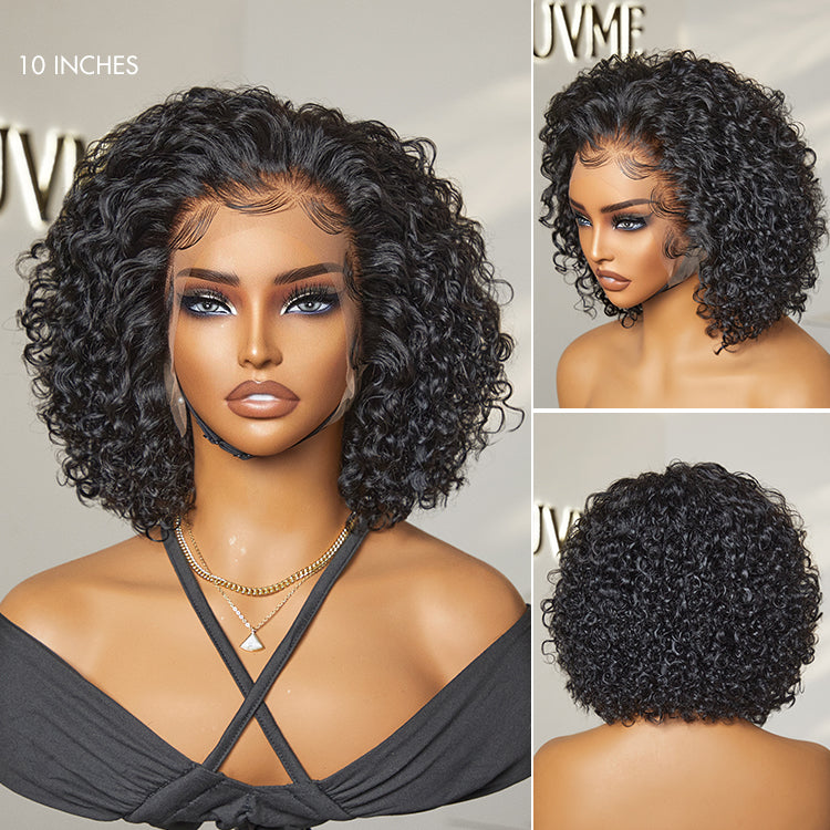 Curly Short Wig – Brown Highlights & Wide T Lace
