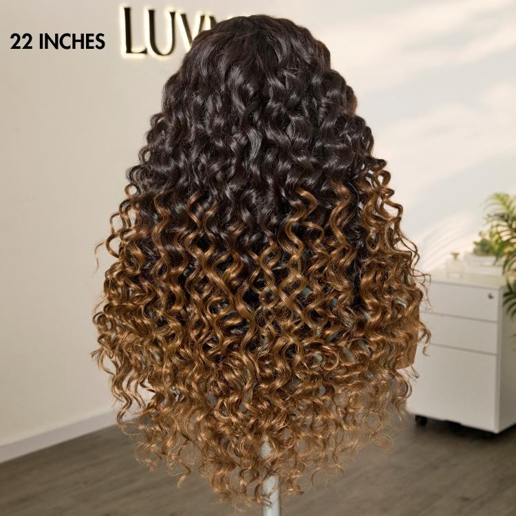 Water Wave Wig – Brown Ombre Highlights & 5x5 HD Lace