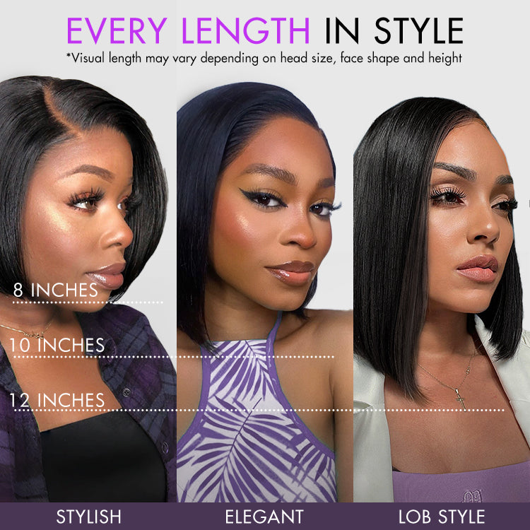 Ash Blonde Ombre Blunt Cut Bob Glueless Minimalist HD Lace Short Bob Wig Ready to Go Pre-Cut Lace