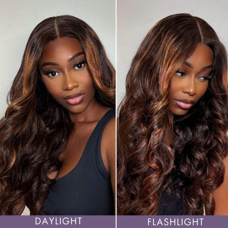 Loose Body Wave Wig – Copper Ombre Highlights & 5x5 Lace