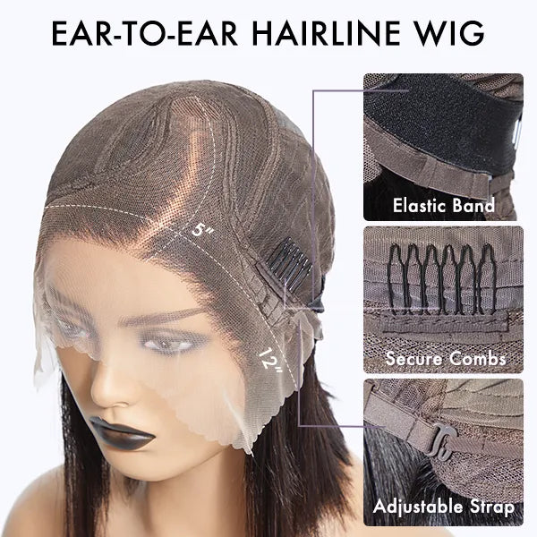 Bob Wig – Blonde Highlights / Natural Black & Glueless