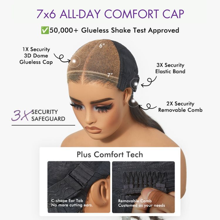 Luvme All-Day Comfort™ Wig 180% Density Blonde Highlight Loose Body Wave 7x6 Closure HD Lace Human Hair Wig Pre-Cut Lace