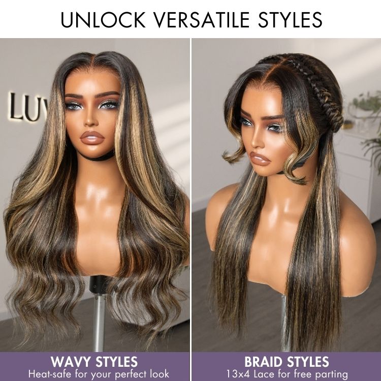 Silky Straight Wig – Blonde Highlights & 13x4 Lace