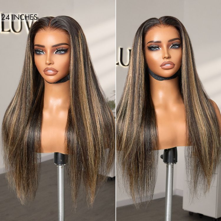 Silky Straight Wig – Blonde Highlights & 13x4 Lace