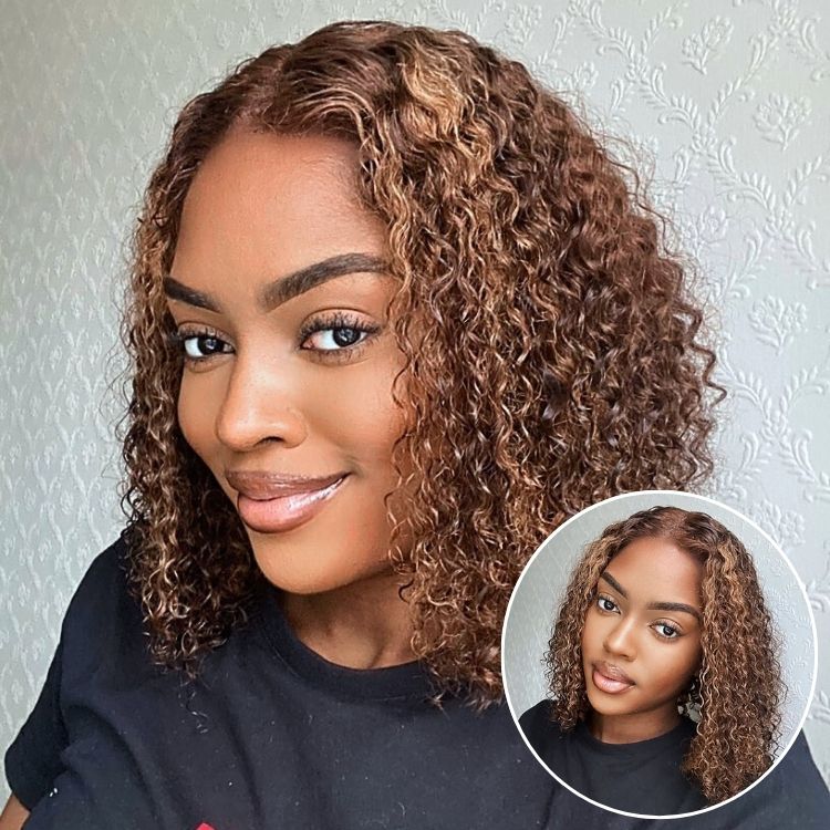 Curly Bob Wig – Brown Mix & 13x4 Lace