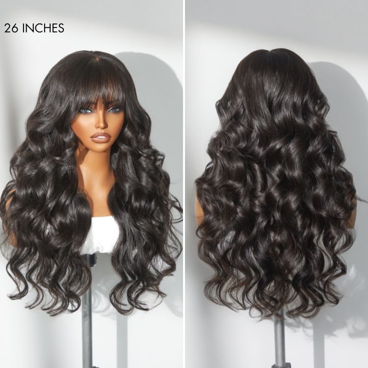 Luvme All-Day Comfort™ Wig 180% Density Loose Body Wave Glueless 7x6 Closure HD Lace Human Hair Wig with Bangs Pre-Cut Lace