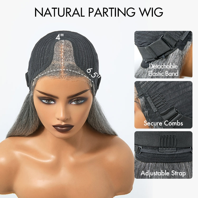 Luvme Hair 180% Density Salt and Pepper Straight Glueless Minimalist HD Lace T Part Grey Wig Pre-Cut Lace