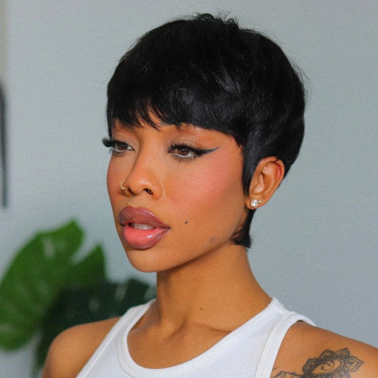 Throw On & Go Short Cut with Bangs Wig Ultra Comfort Cotton Cap Glueless Wig Hair Loss Friendly