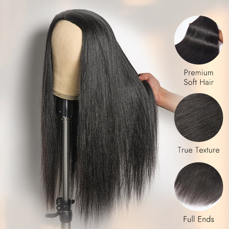 Luvme Too Easy Texture™ 3-In-1 Half Wig 180% Density Kinky Curly / Yaki Straight Glueless Flexi-Fit Drawstring Wig