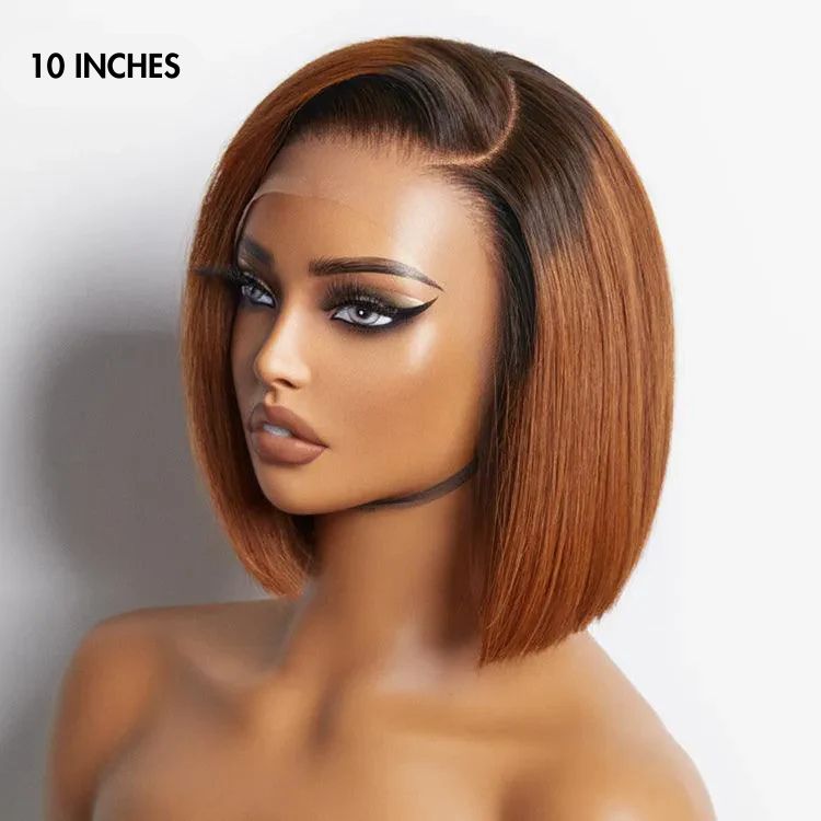 Blunt Cut Bob Wig – Ginger Ombre & 13x4 Lace