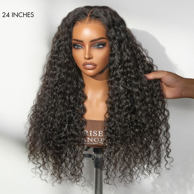 PreMax 180% / 250% Density Water Wave Glueless Flexi-Fit Drawstring 13x4 Frontal Lace Fluffy Curly Wig Pre-Cut Lace