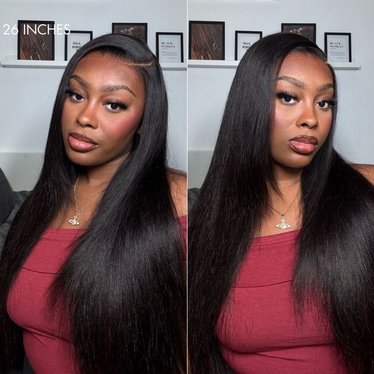 Luvme All-Day Comfort™ Wig 180% Density Layered Light Yaki Straight / Loose Body Wave Glueless 7x6 Closure HD Lace Human Hair Wig Pre-Cut Lace