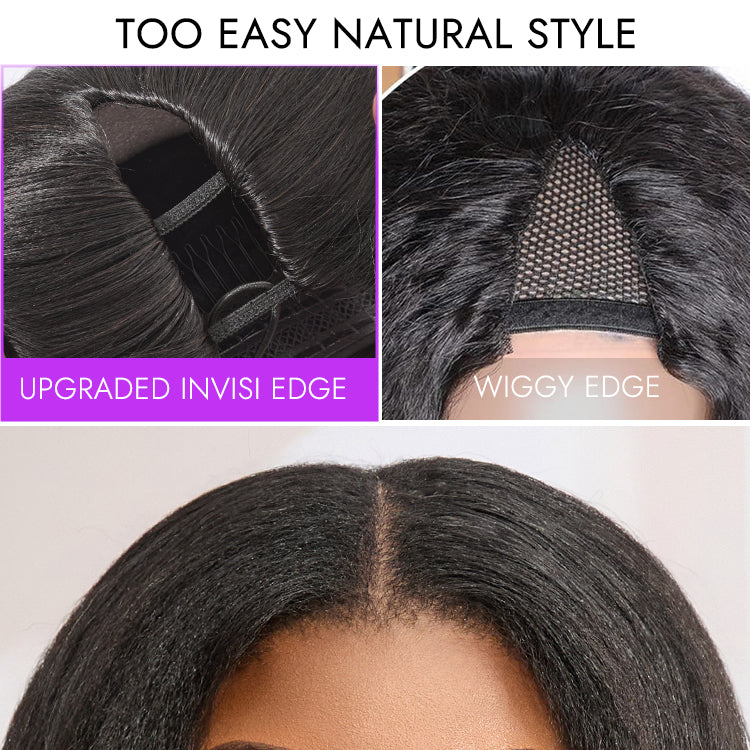 Luvme Too Easy Texture™ 180% Density Yaki Straight Glueless V Part Flexi-Fit Drawstring Wig Beginner Friendly