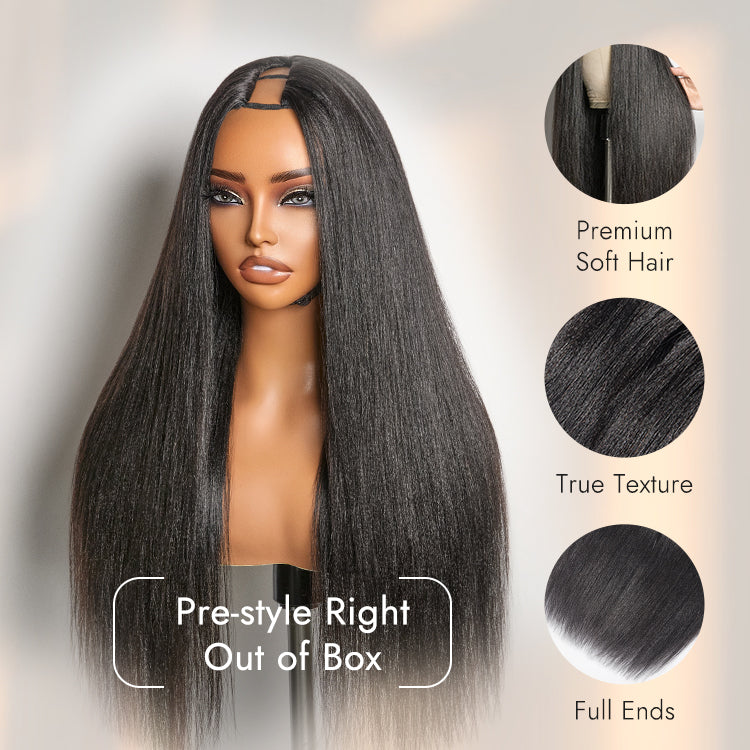 Luvme Too Easy Texture™ Wig 180% Density Kinky Curly / Yaki Straight Glueless V Part Flexi-Fit Drawstring Wig