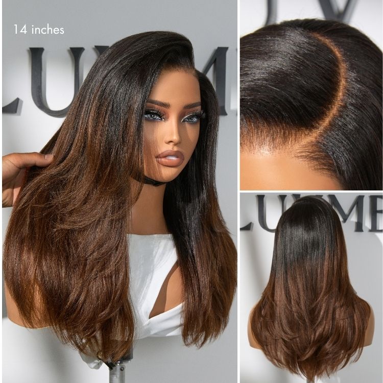 Luvme All-Day Comfort™ Wig 180% Density Layered Light Yaki Straight / Loose Body Wave Glueless 7x6 Closure HD Lace Human Hair Wig Pre-Cut Lace