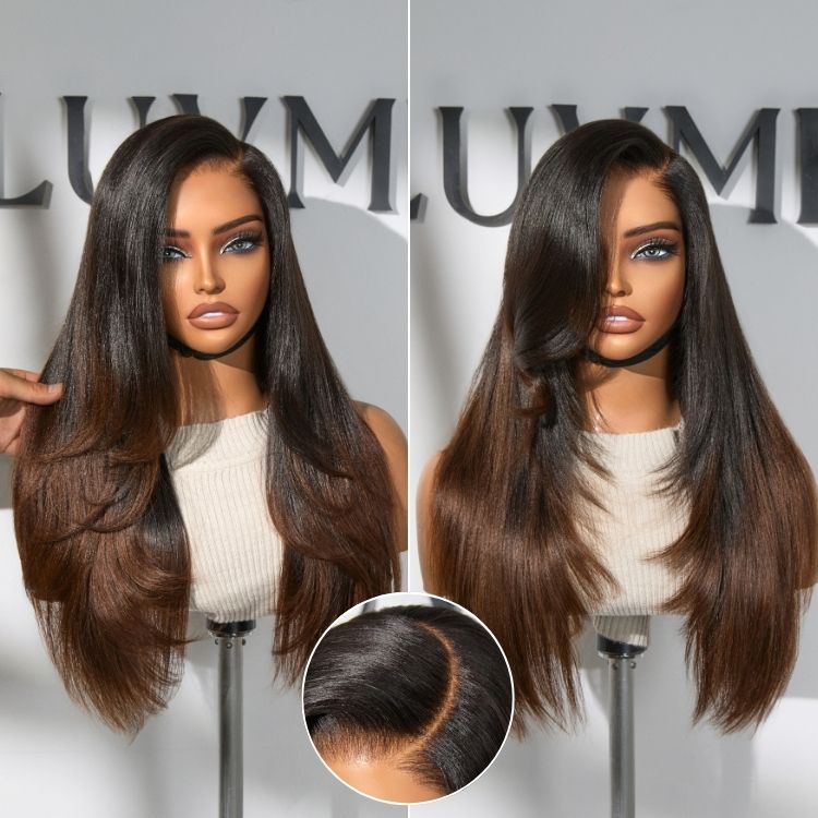 Luvme All-Day Comfort™ Wig 180% Density Layered Light Yaki Straight / Loose Body Wave Glueless 7x6 Closure HD Lace Human Hair Wig Pre-Cut Lace