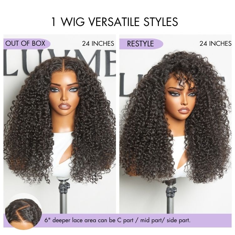 Luvme All-Day Comfort™ Wig 180% Density Voluminous & Bouncy Messy Burmese Curly Glueless 7x6 Closure HD Lace Human Hair Wig Pre-Cut Lace