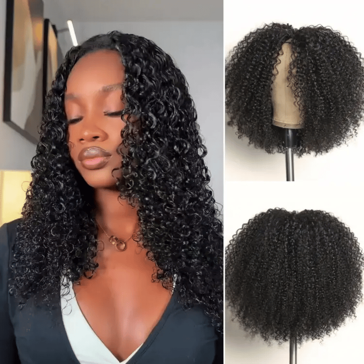 Luvme Too Easy Texture™ Wig 180% Density Kinky Curly / Yaki Straight Glueless V Part Flexi-Fit Drawstring Wig