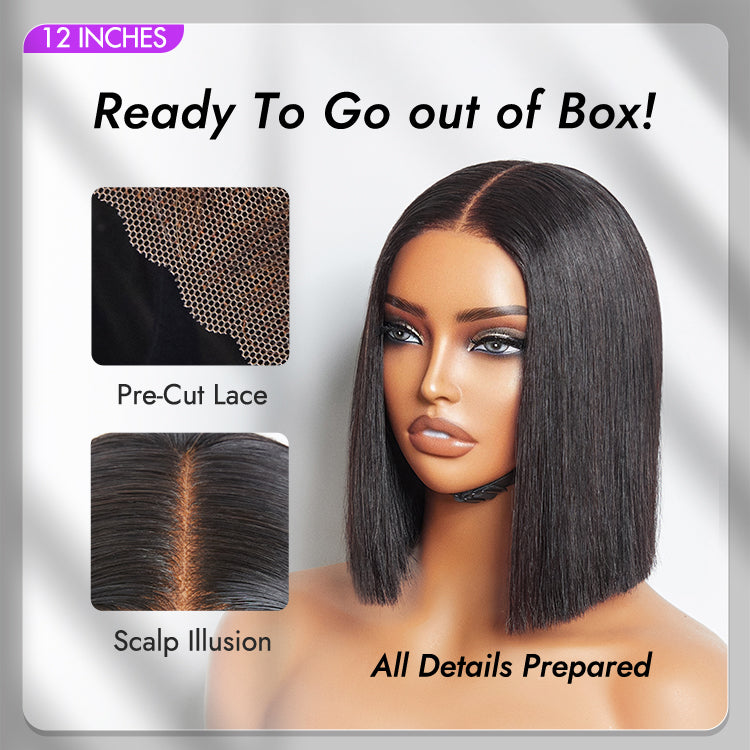 Blunt Cut Bob Wig – Silky Straight & 4x4 Lace