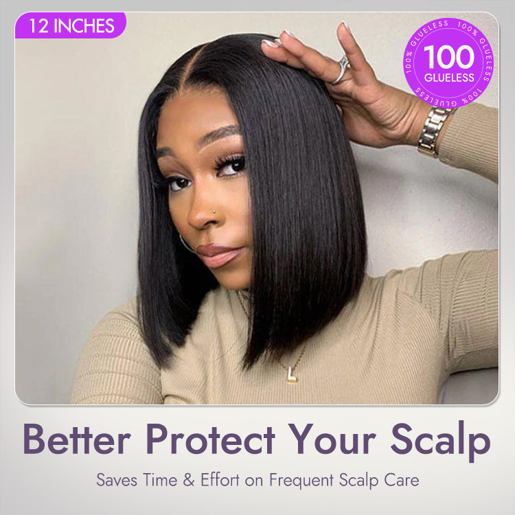 Blunt Cut Bob Wig – Silky Straight & 4x4 Lace