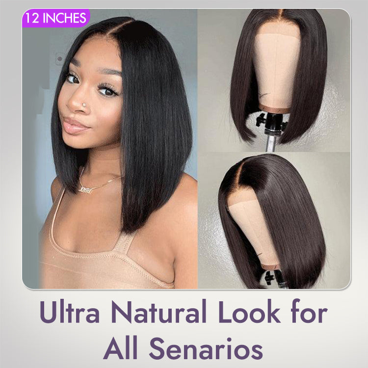 Blunt Cut Bob Wig – Silky Straight & 4x4 Lace