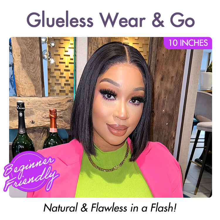 Glueless 4x4 Closure Undetectable HD Lace Bob Wig 100% Human Hair | Pre-bleached Knots
