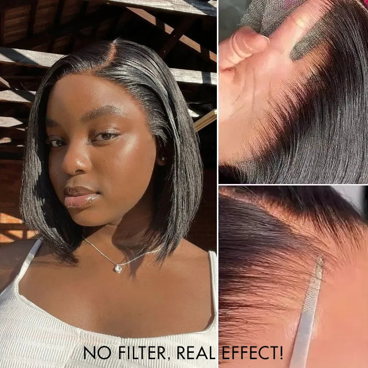 Bob Wig – Blonde Highlights / Natural Black & Glueless