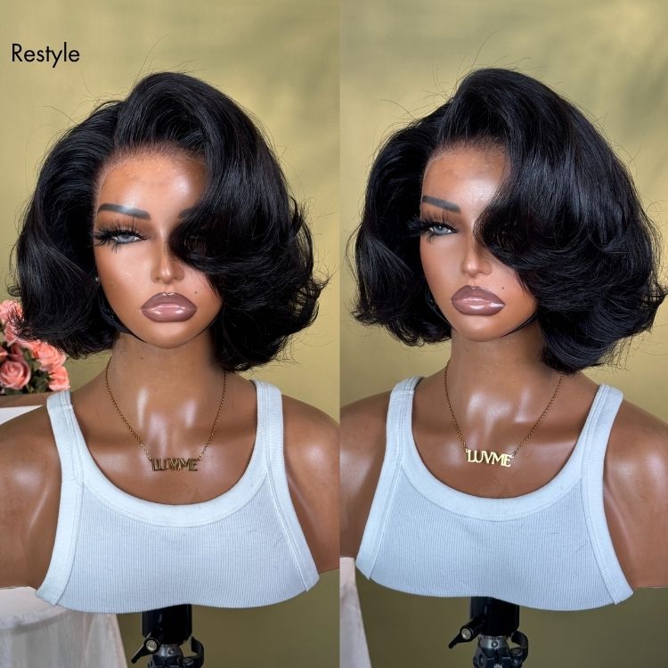 PreMax Loose Body Wave Short Bob Wig Glueless 13x4 Frontal Lace Human Hair Wig Pre-Cut Lace