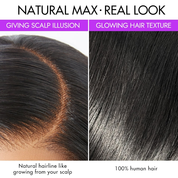 PreMax Wigs | Super Natural Hairline Silky Straight Glueless 13x4 Frontal Lace Wig Human Hair Pre-Cut Lace