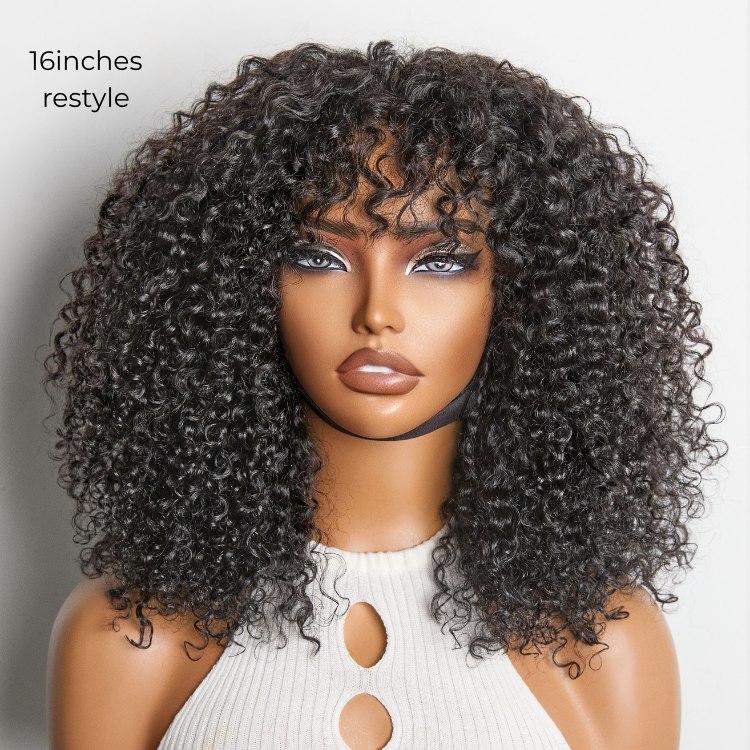 Beginner Friendly 180% Density Glueless 5x5 Closure Pre-Cut Lace Afro Curly Wig Flexi-Fit Drawstring Cap