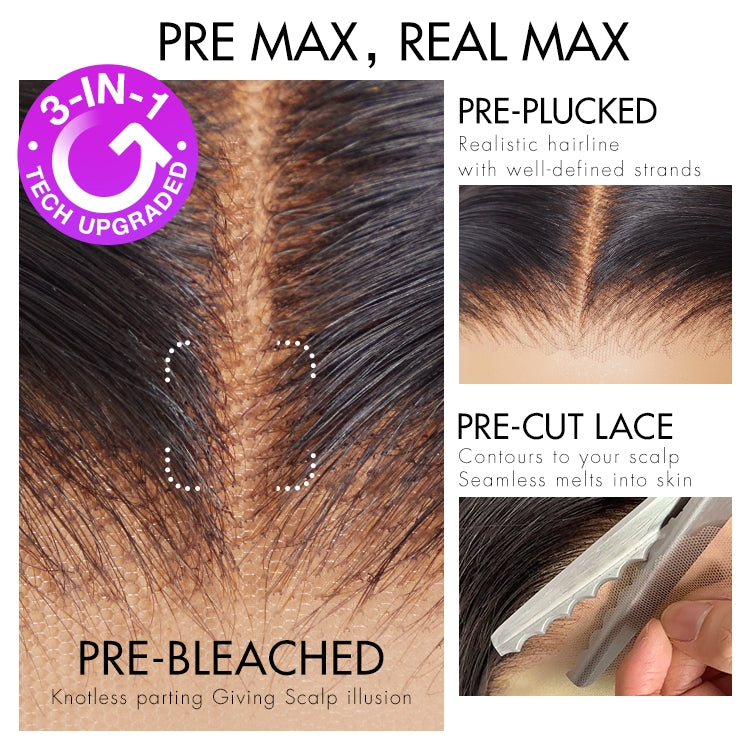 PreMax Wigs | Ear to Ear Super Natural Hairline Deep Wave Glueless 5x5 Upgraded Lace Front Long Curly Wig Pre-Cut Lace