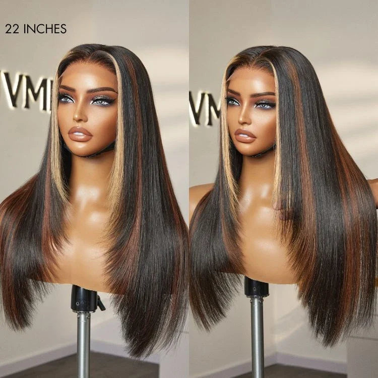 Layered Wig – Black with Highlights & 5x5 Lace