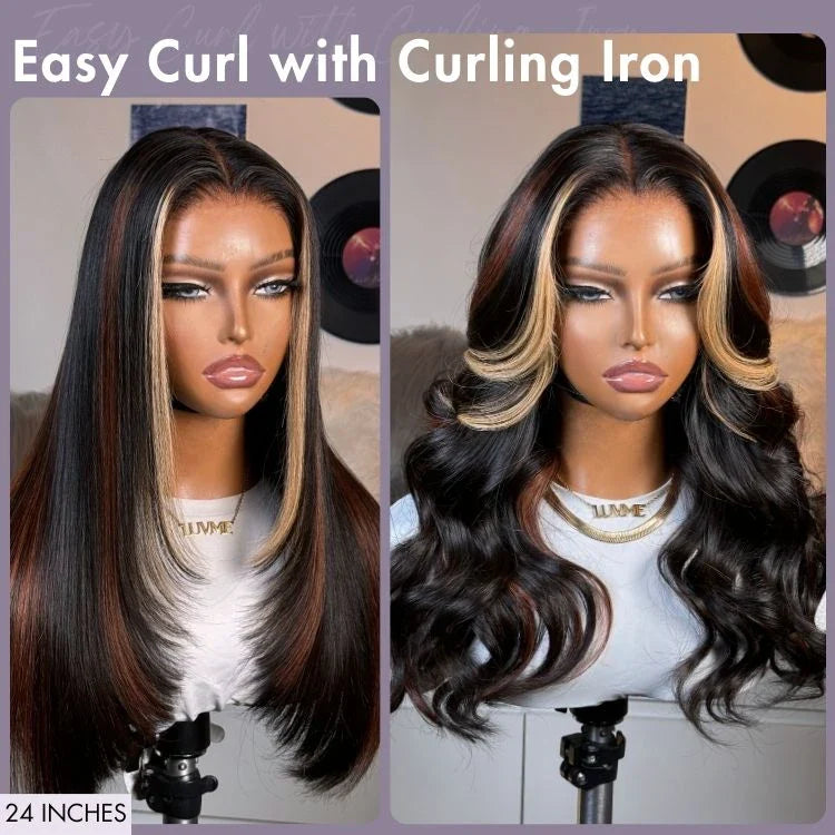 Layered Wig – Black with Highlights & 5x5 Lace