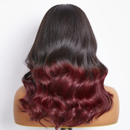 Loose Wave Wig – Dark Red Highlights & 5x5 HD Lace