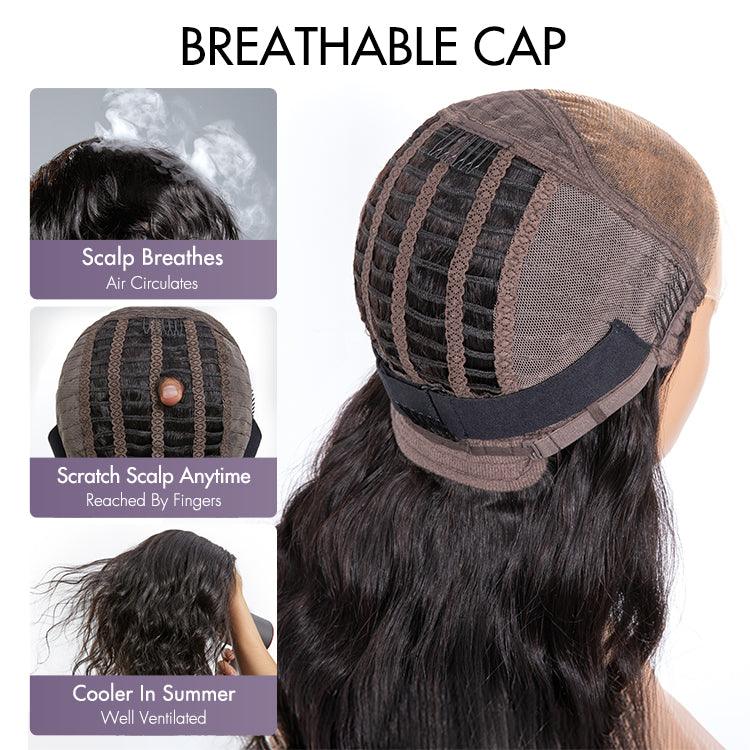 Swoop Bangs Breathable Cap Deep Left C Part Silky Straight Glueless 5x5 Closure Lace Bob Wig