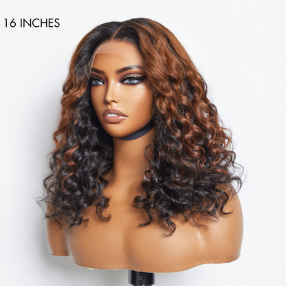Water Wave Wig – Peekaboo Ombre Brown & 5x5 Lace