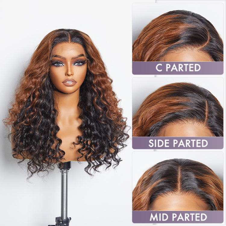 Water Wave Wig – Peekaboo Ombre Brown & 5x5 Lace