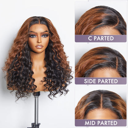 Water Wave Wig – Peekaboo Ombre Brown & 5x5 Lace