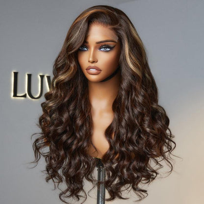 Loose Wave Wig – Blonde Brown Highlights & 5x5 Lace