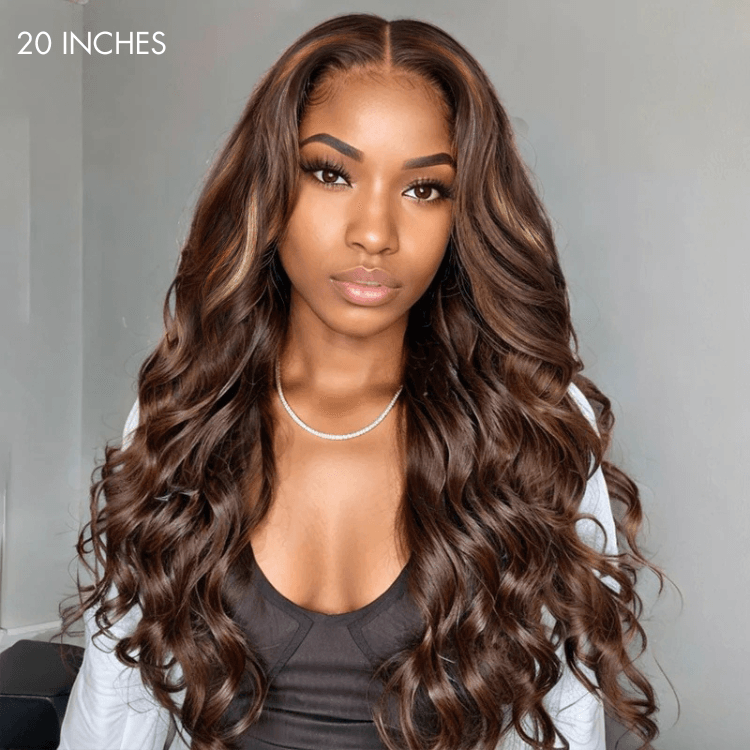Loose Wave Wig – Blonde Brown Highlights & 5x5 Lace