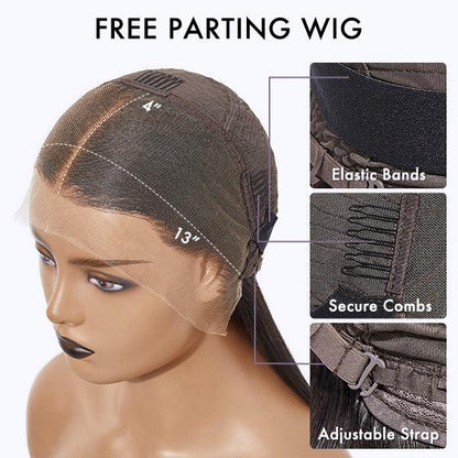 Blunt Cut Bob Wig – Brown Highlights & 13x4 Lace