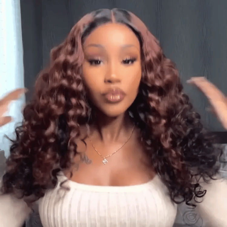 Water Wave Wig – Peekaboo Ombre Brown & 5x5 Lace