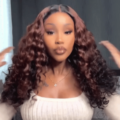 Water Wave Wig – Peekaboo Ombre Brown & 5x5 Lace